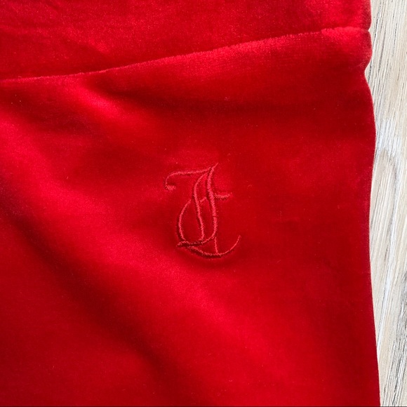 Y2K Juicy Couture Velour Legging Tack Pant Coco Red - Picture 3 of 8